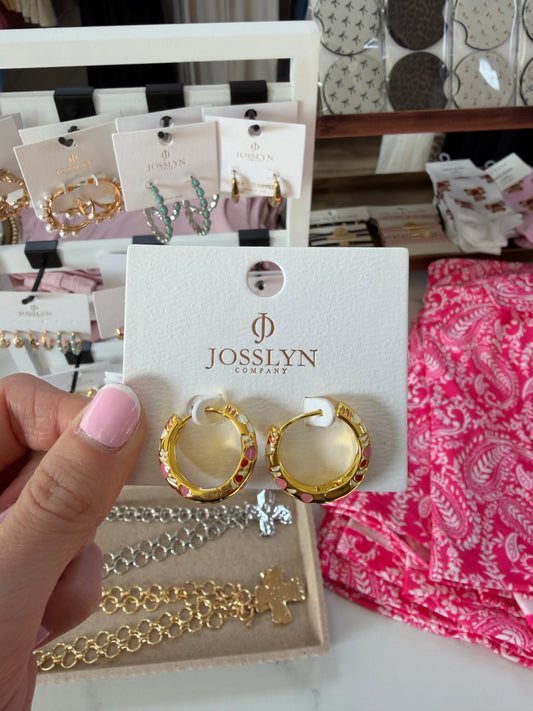 Pink Flower Huggie Hoop Earrings