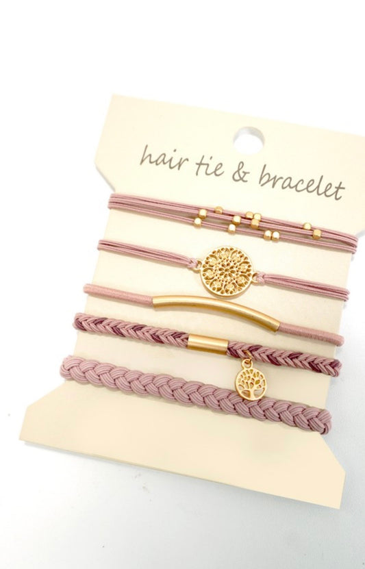 Boho Bracelet Hair Ties - Pink