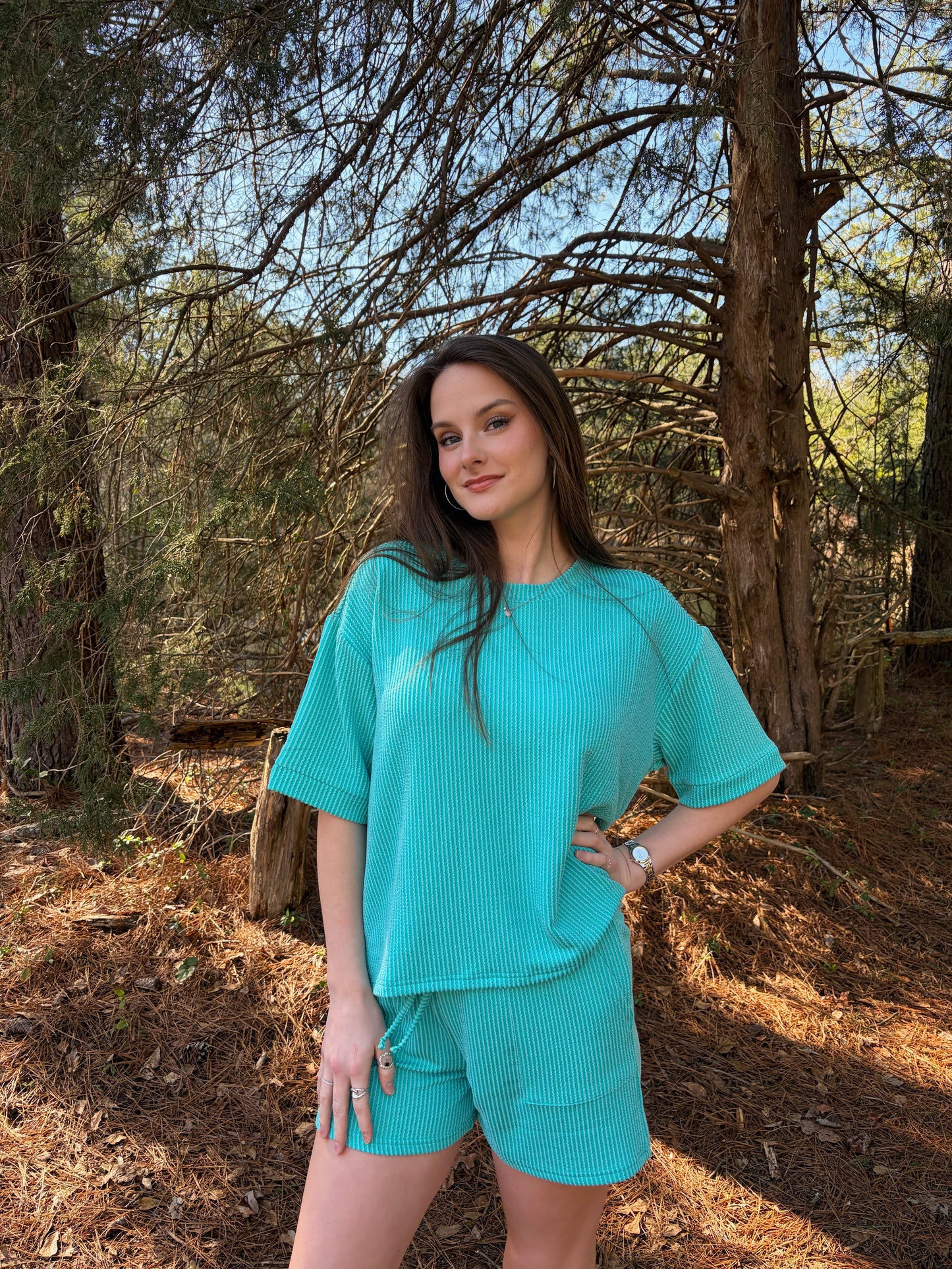 Weekend Ribbed Set - Turquoise