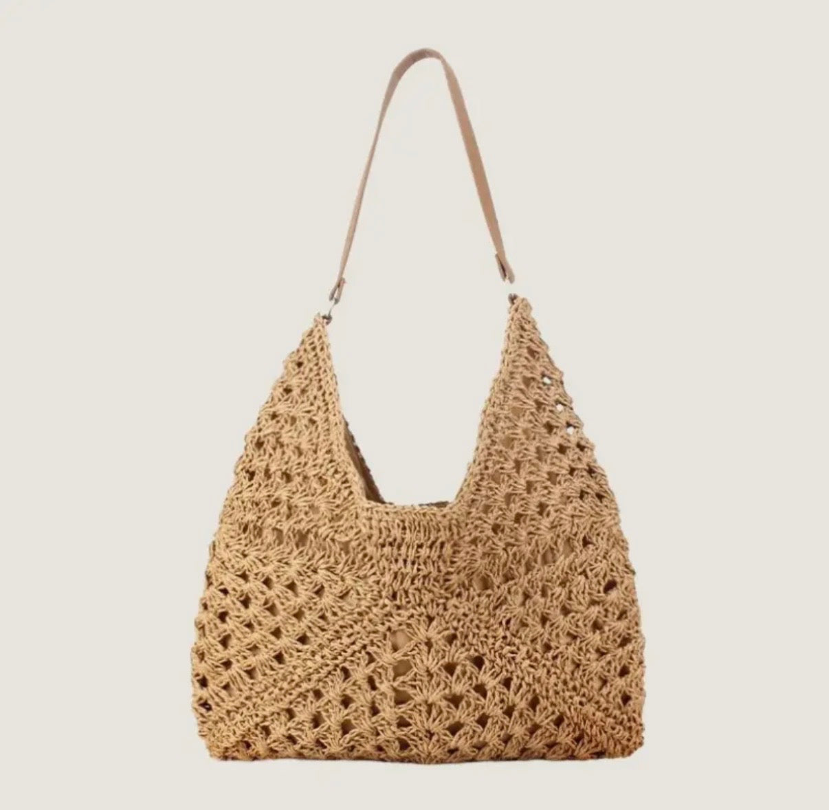 Tan Open-Weave Handbag