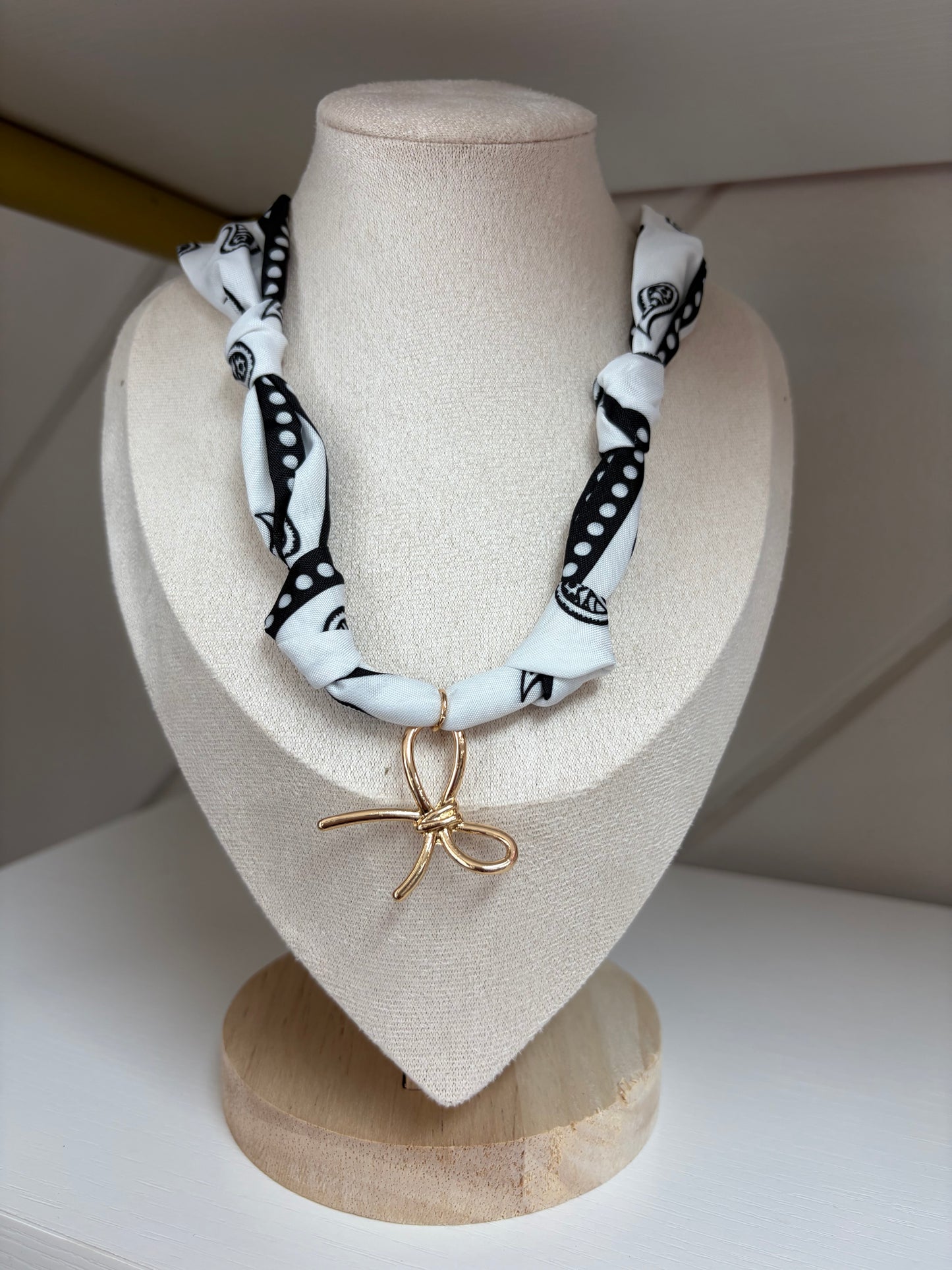 Polka Dot Bow Scarf Necklace