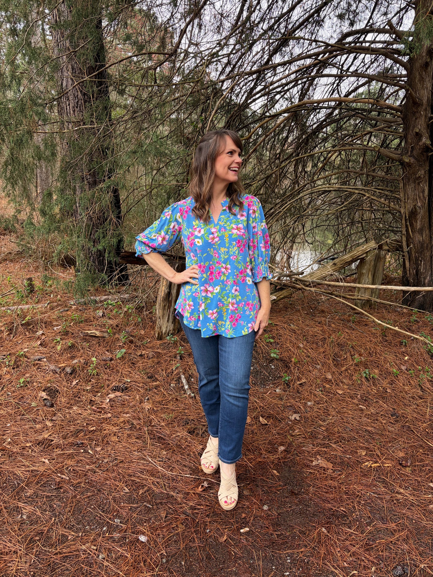 S & M LEFT | Lizzy Smocked Top - Ocean Blue