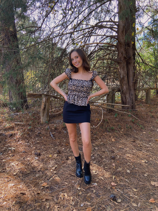 Leopard Smocked Top