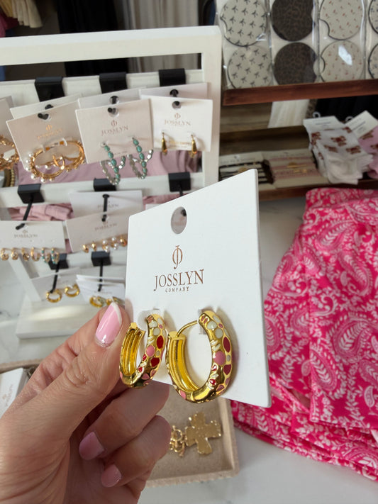 Pink Flower Huggie Hoop Earrings