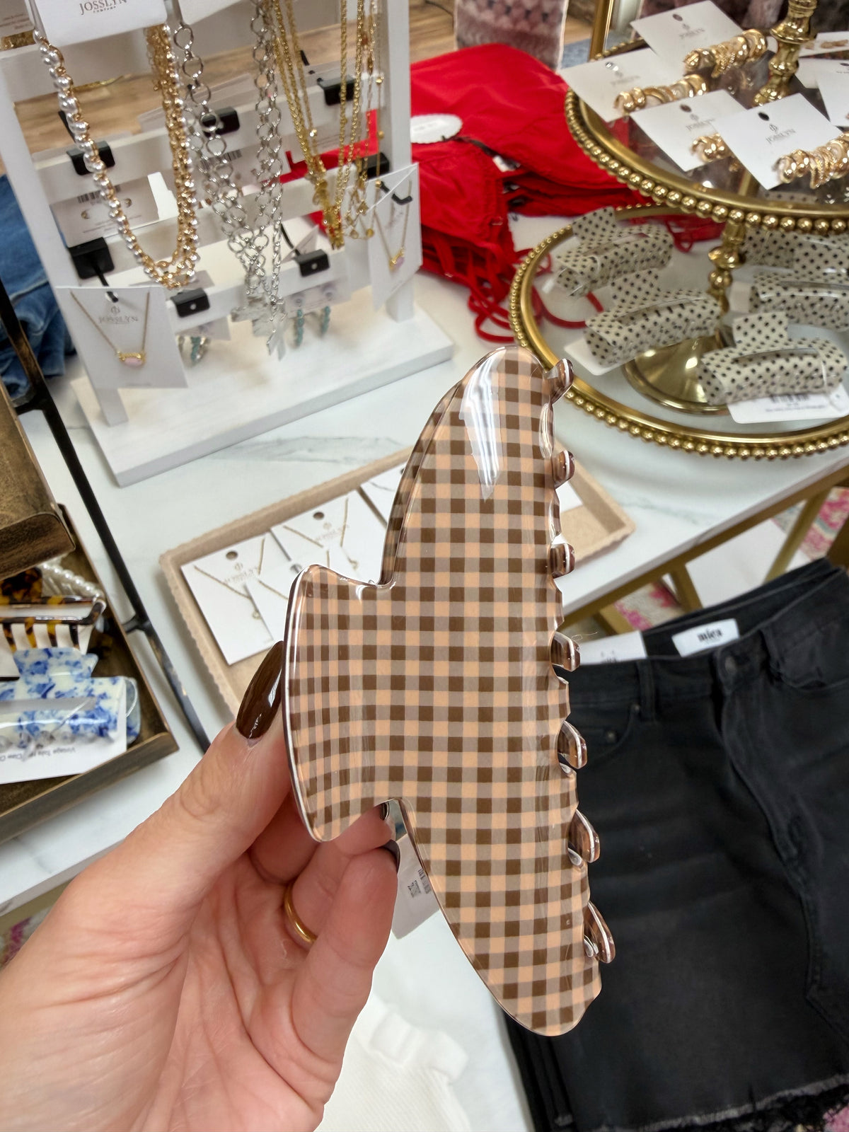 Brown Plaid Claw Clip
