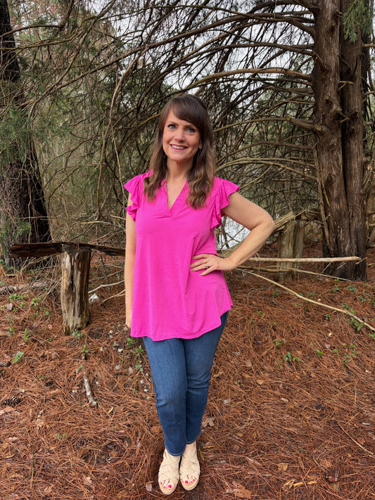 M & L LEFT | Lizzy Flutter Top - Pink