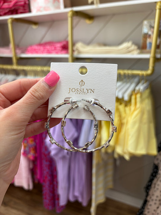 Silver Stone Hoop Earrings
