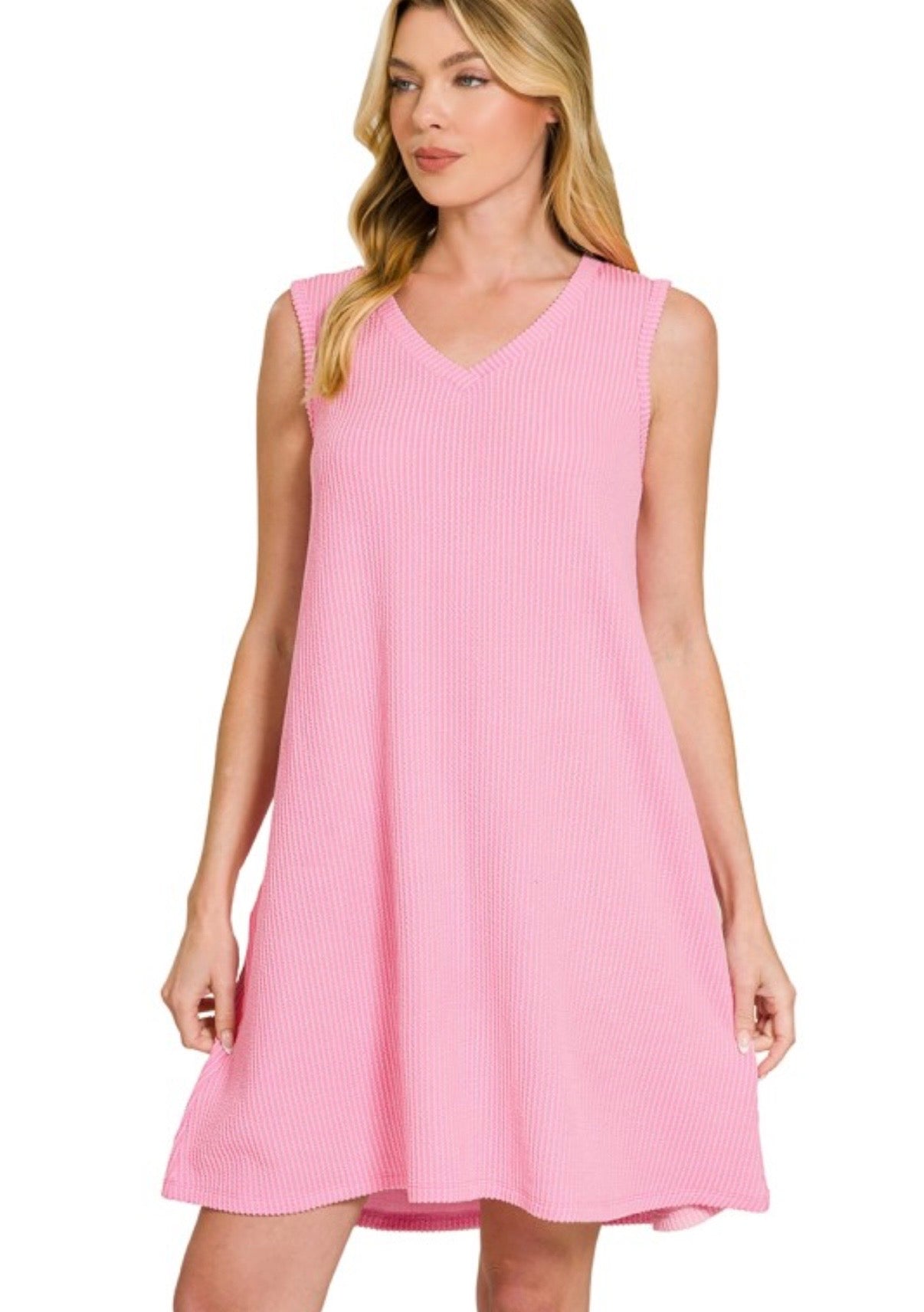 Ribbed Mini Dress - Pink