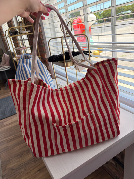 Red Striped Totebag