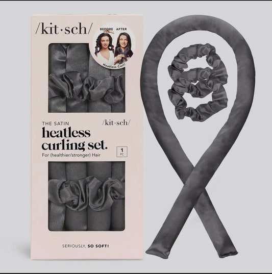 Kitsch Satin Heatless Curling Set - Charcoal