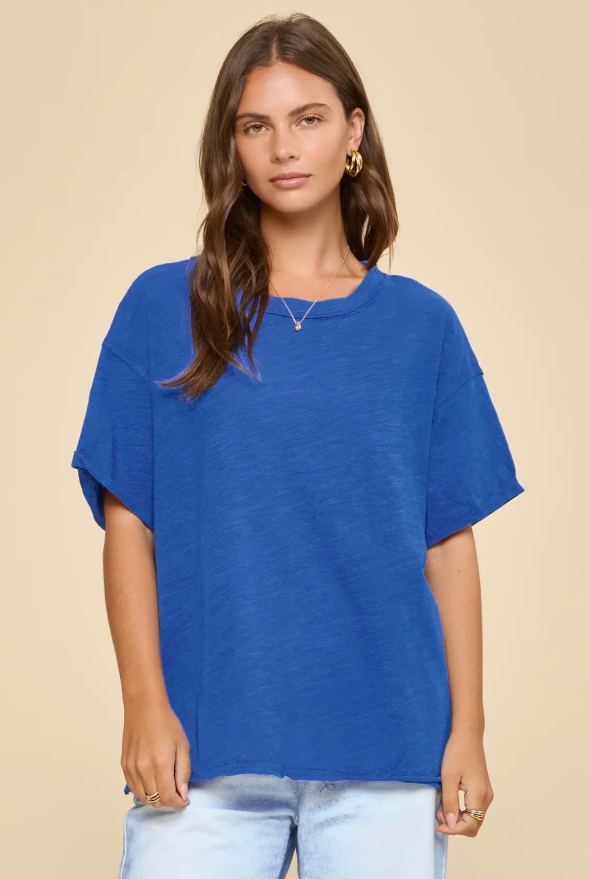 M & L LEFT | Royal Blue Cotton Top