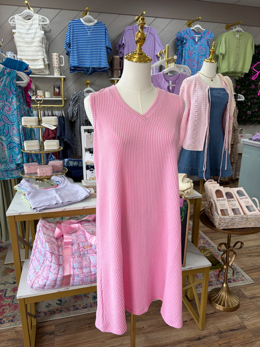 Ribbed Mini Dress - Pink