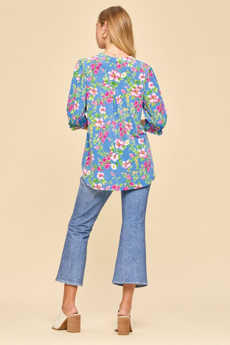 S & M LEFT | Lizzy Smocked Top - Ocean Blue