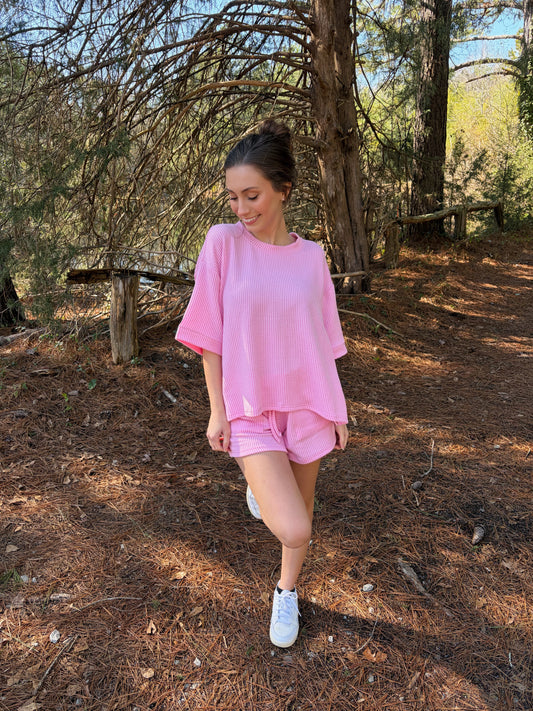 1X & 2X LEFT | Weekend Ribbed Set - Pink