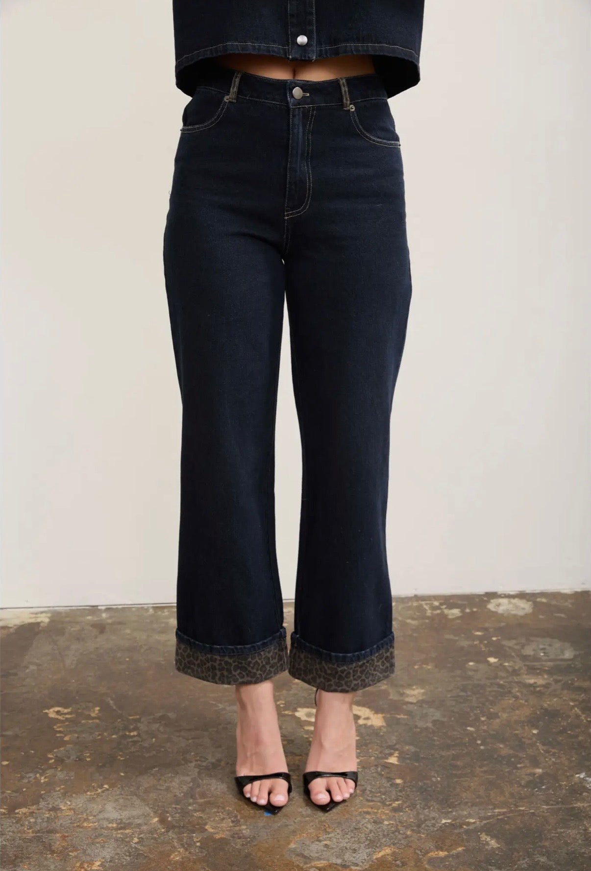 Leopard Cuff Jeans