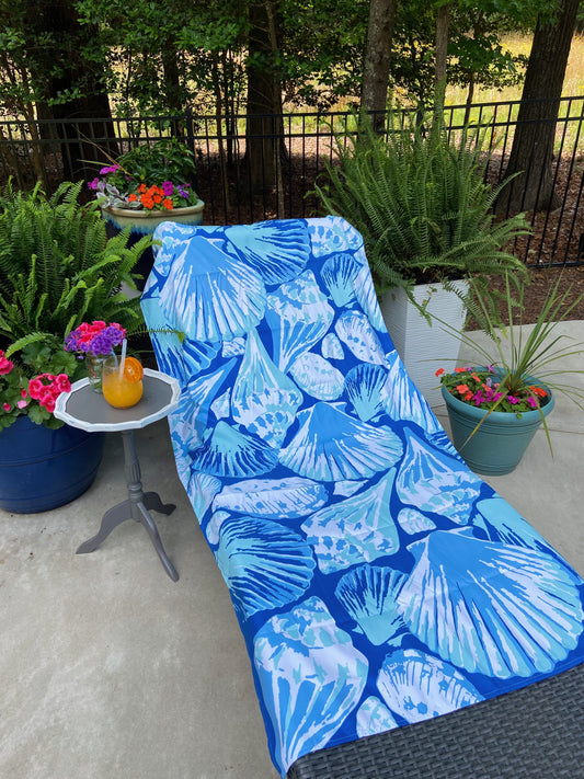 Coastal Shells Microfiber Beach Towel - Blue