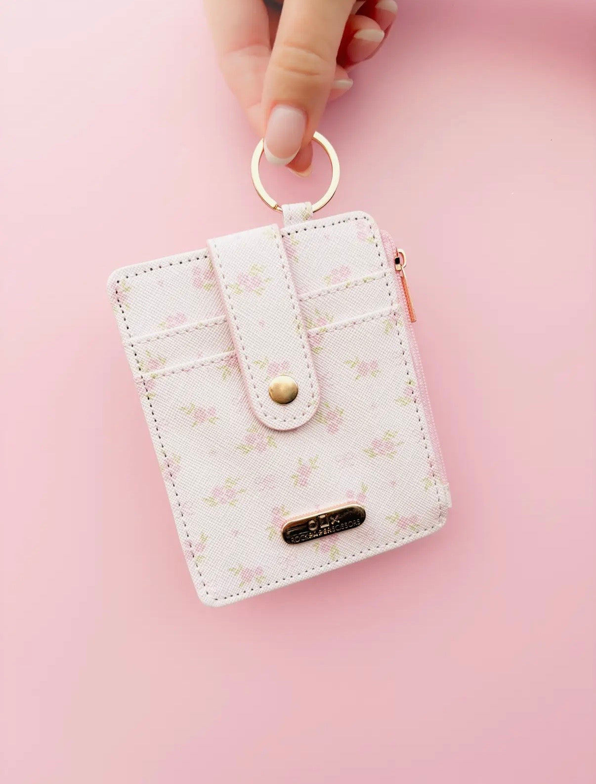 Blush & Stem Floral Pink Key-Chain Wallet