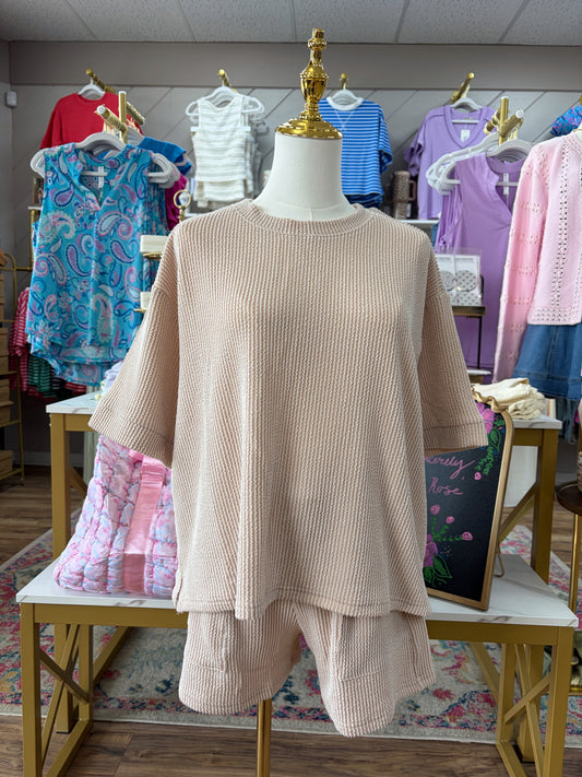 Weekend Ribbed Set - Sand Beige