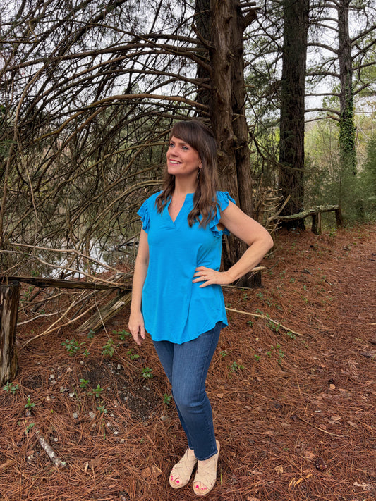 1 LARGE LEFT | Lizzy Flutter Top - Aqua
