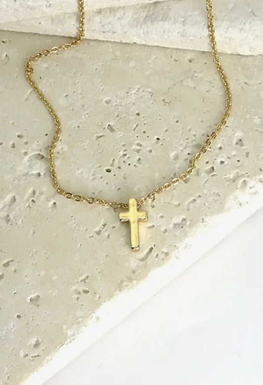 Mini Gold Cross Necklace
