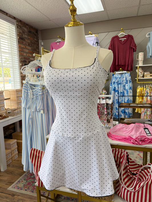 White Polka Dot Athletic Dress