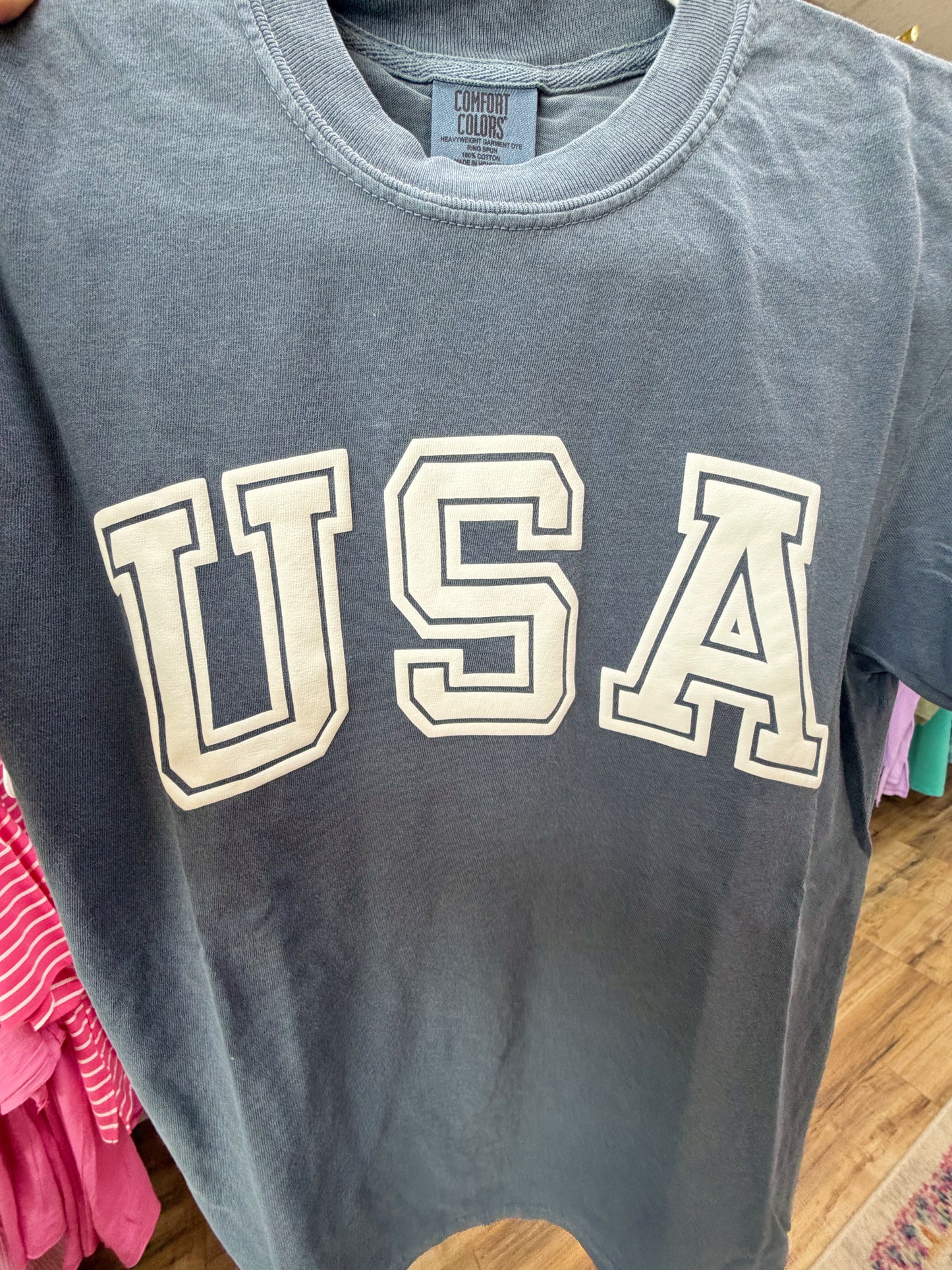 USA Blue + White Graphic Tee