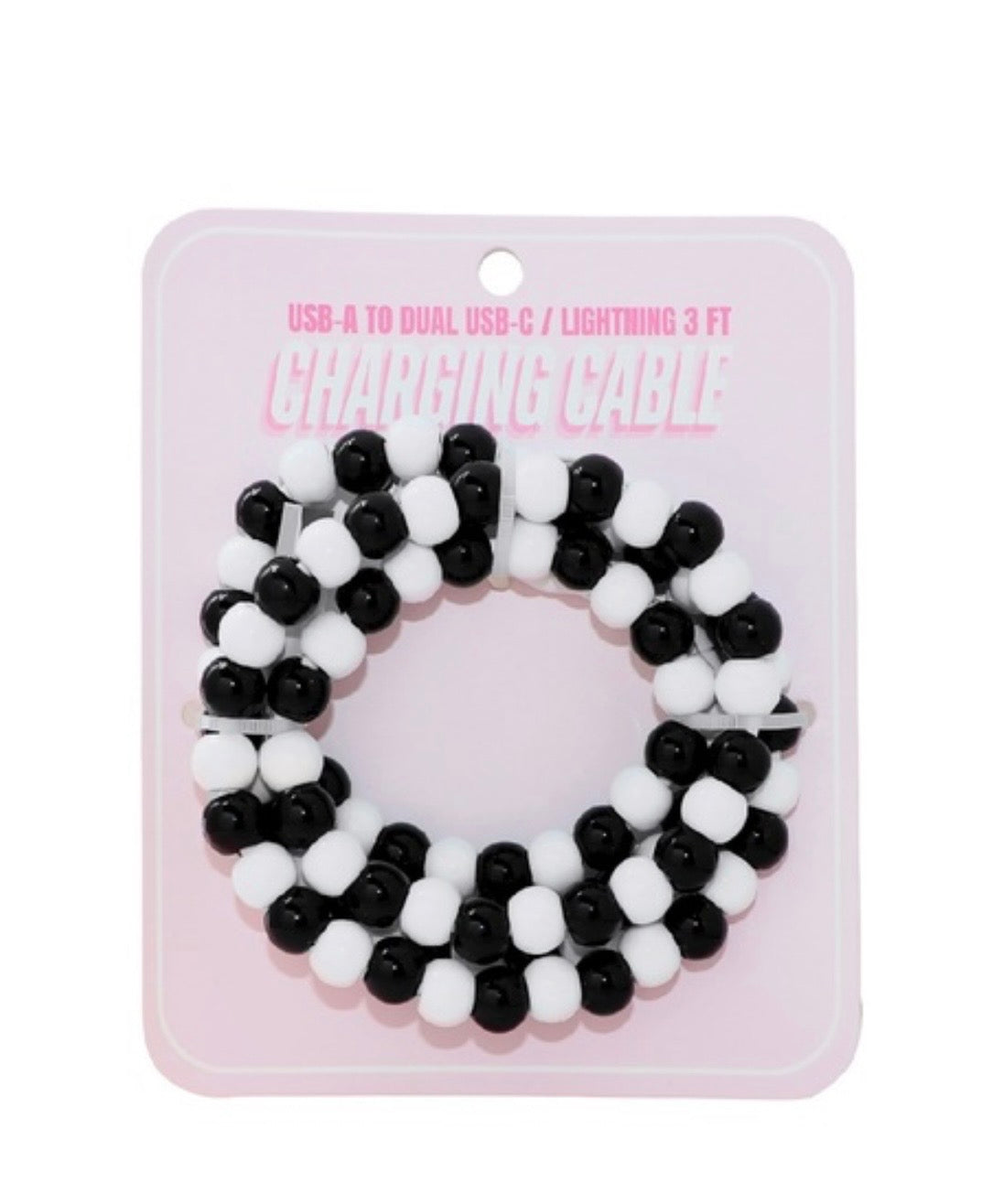 2 LEFT | B&W Beaded Dual Fast Charging Cable