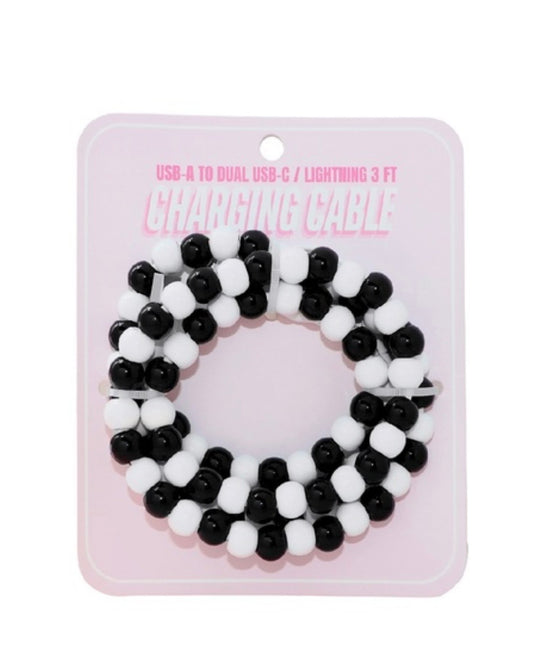 2 LEFT | B&W Beaded Dual Fast Charging Cable