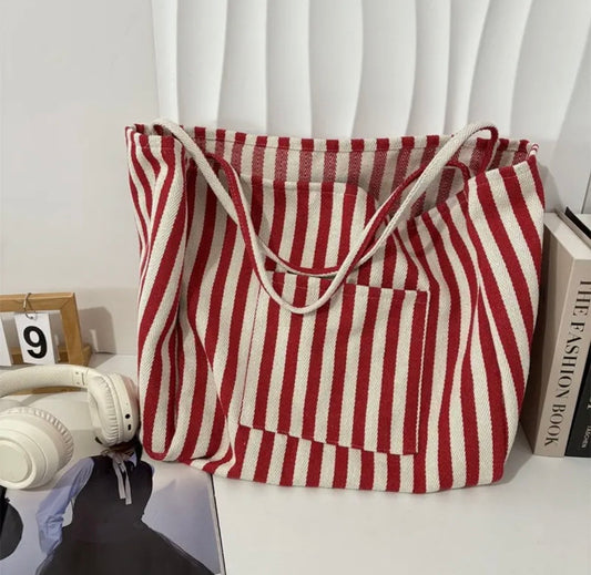 Red Striped Totebag