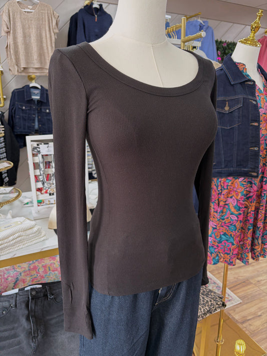 Black Ribbed Long Sleeve