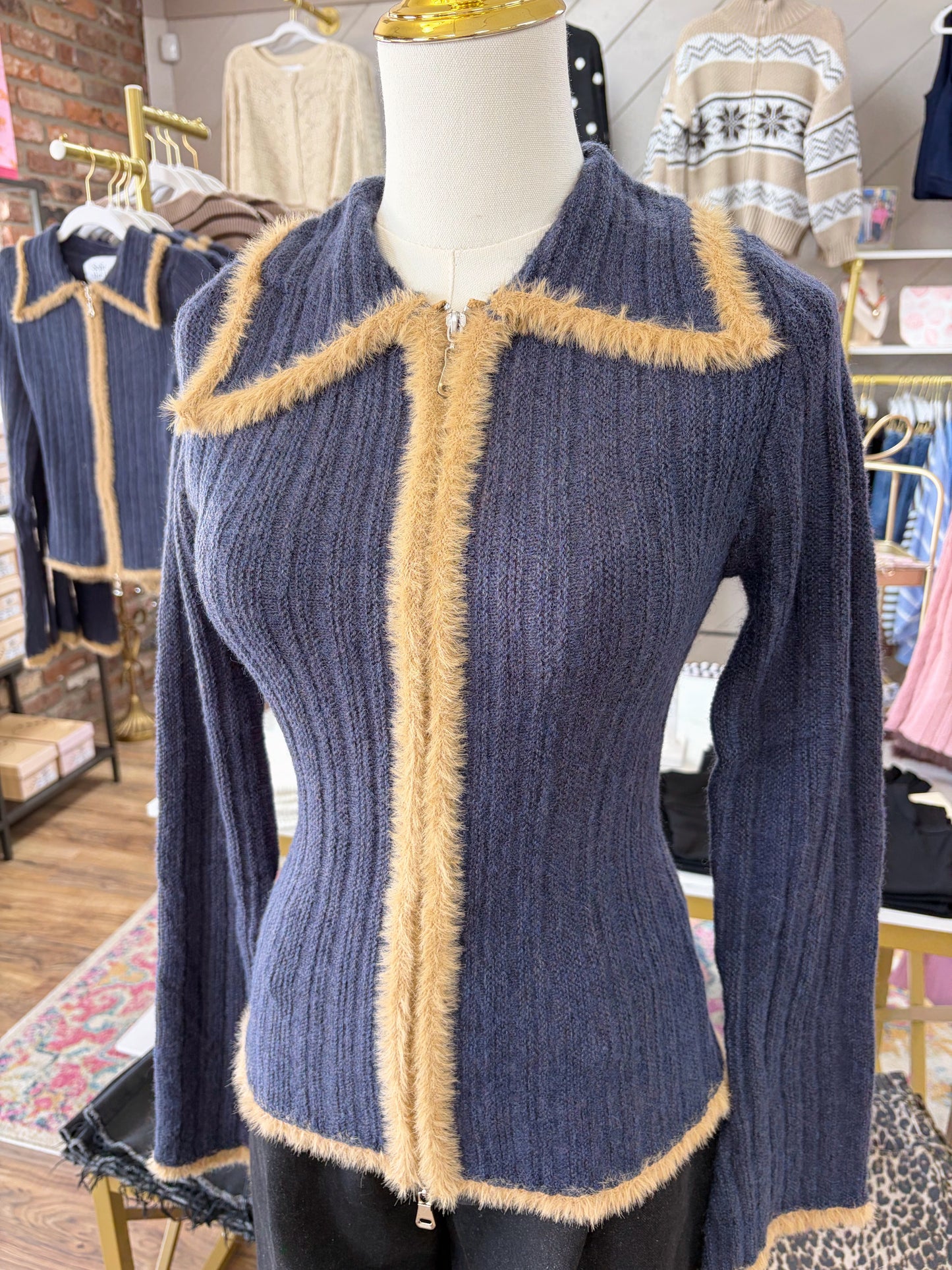 Holland Zip Sweater - Navy