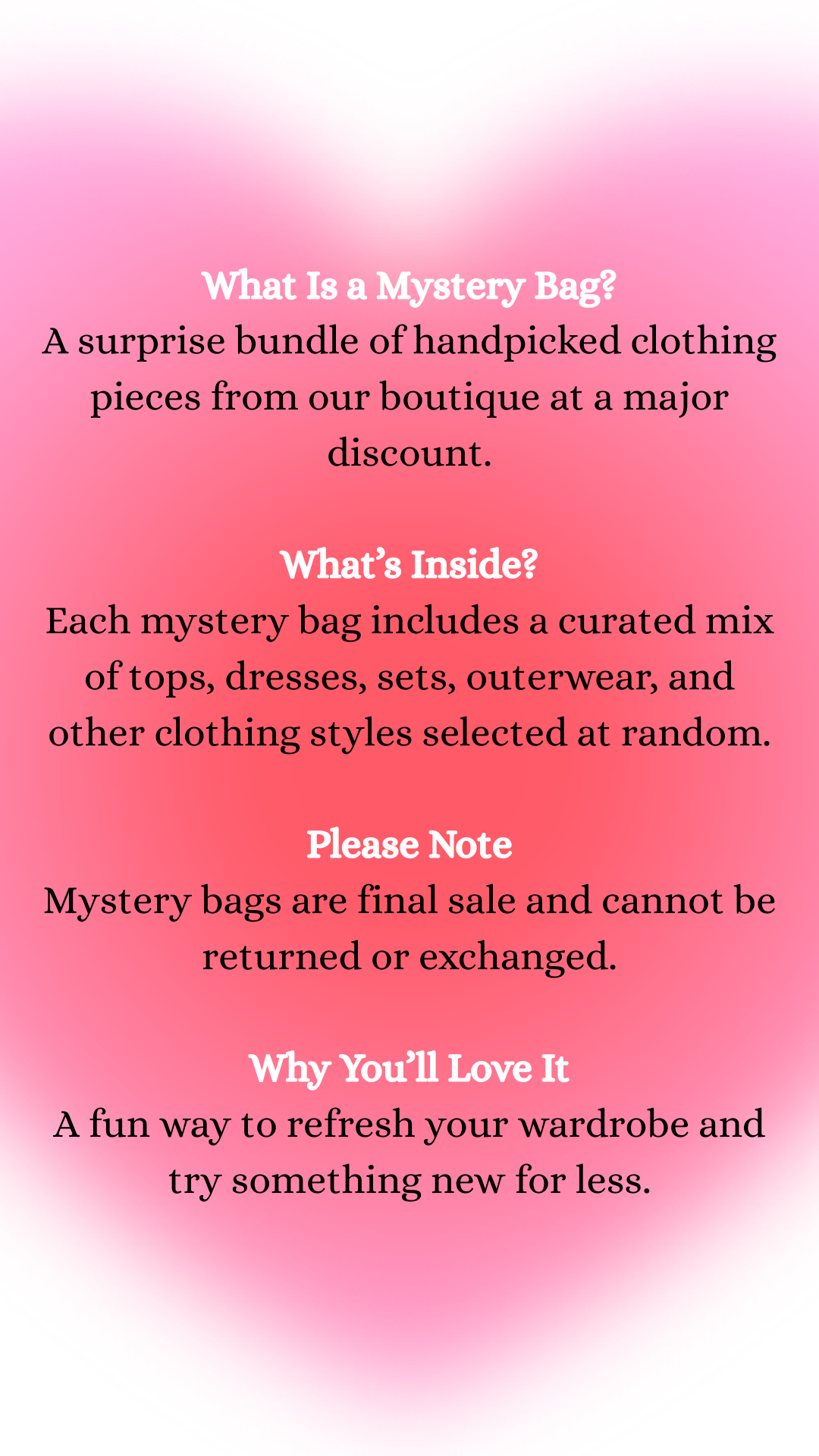 5 Clothing Items For $50: Mystery Bag
