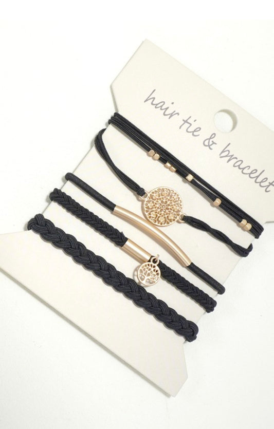 Boho Bracelet Hair Ties - Black