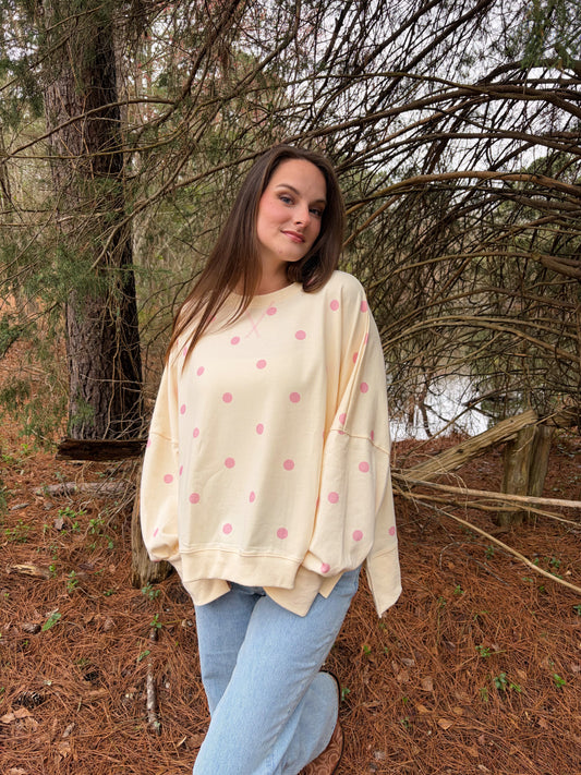 Polka Dot Oversized Sweatshirt