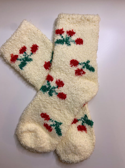 Cherry Fleece Fuzzy Socks