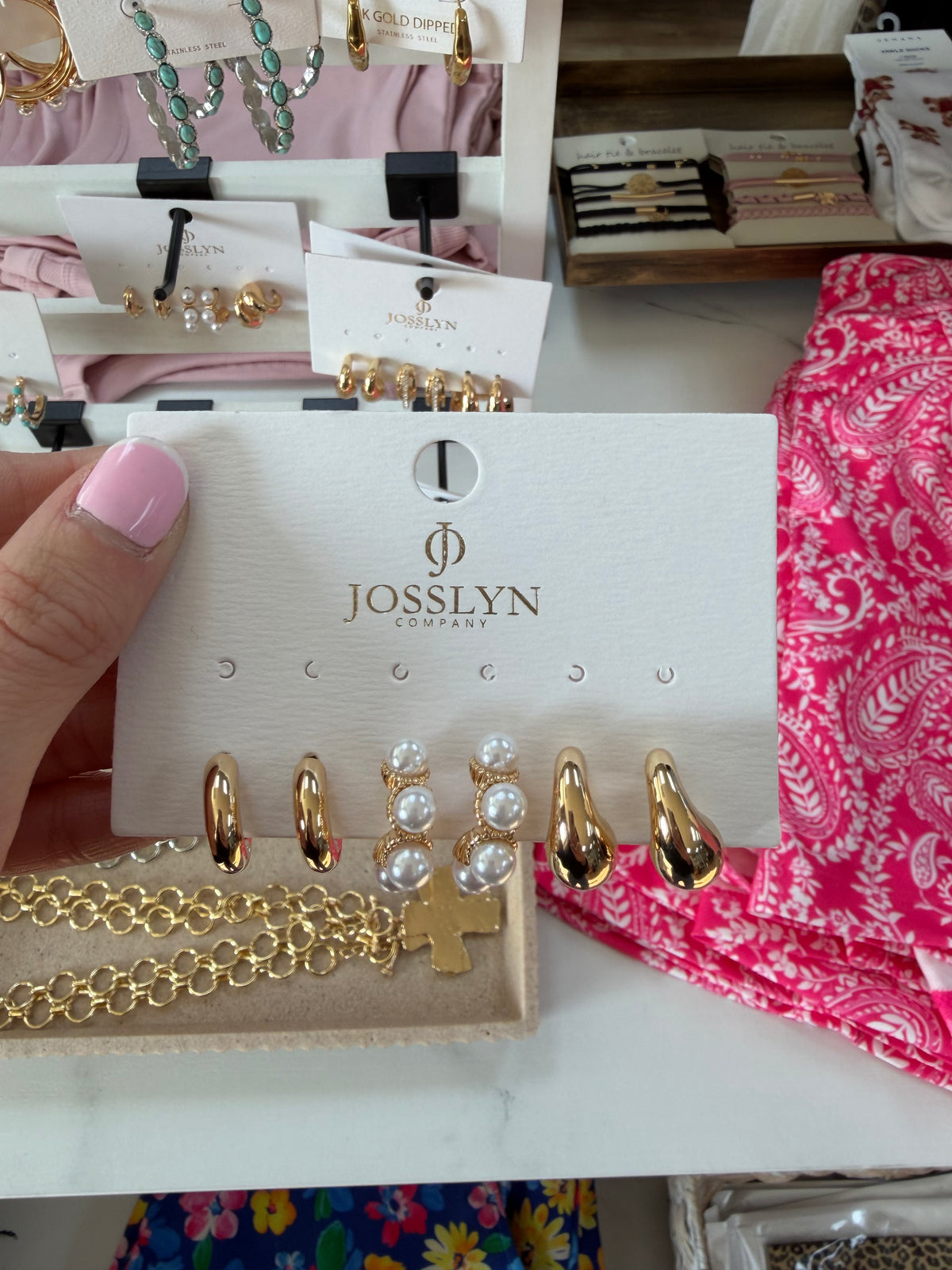 Pearl Gold Hoop Trio Earring Set