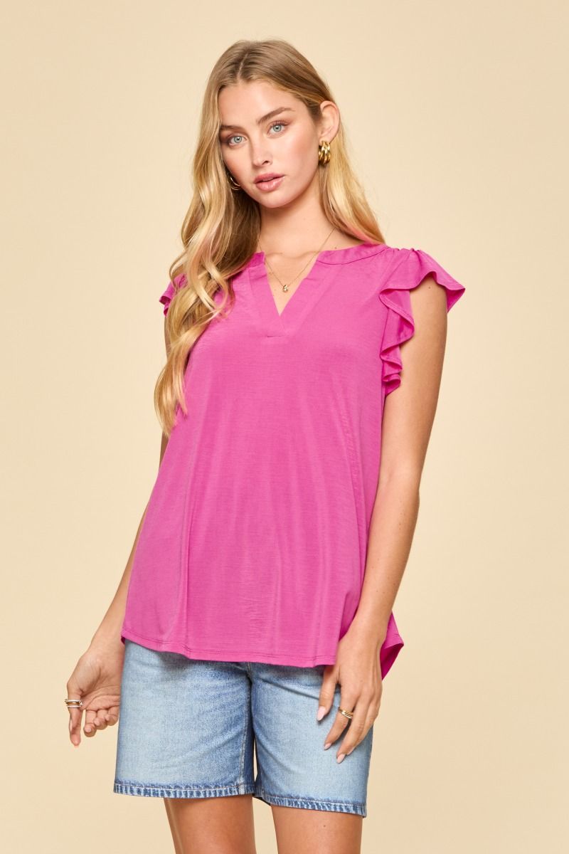 1 MEDIUM LEFT | Lizzy Flutter Top - Pink