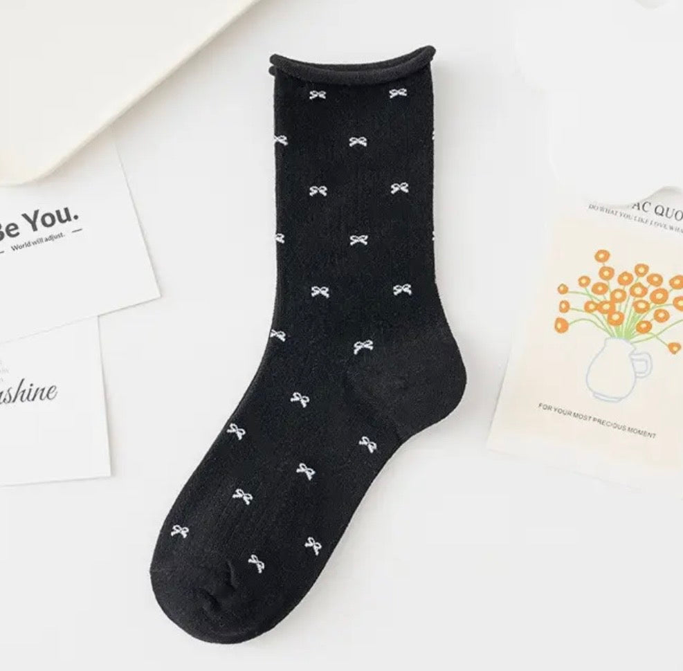Bow Socks - Black
