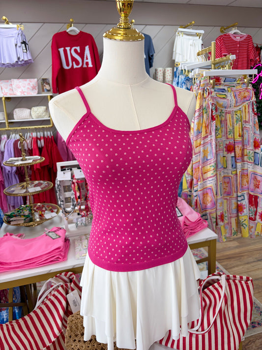 Polka Dot Tank - Fuchsia