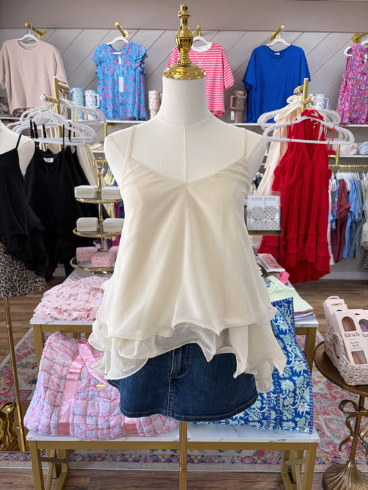 Heartbreaker Ruffle Top - Cream