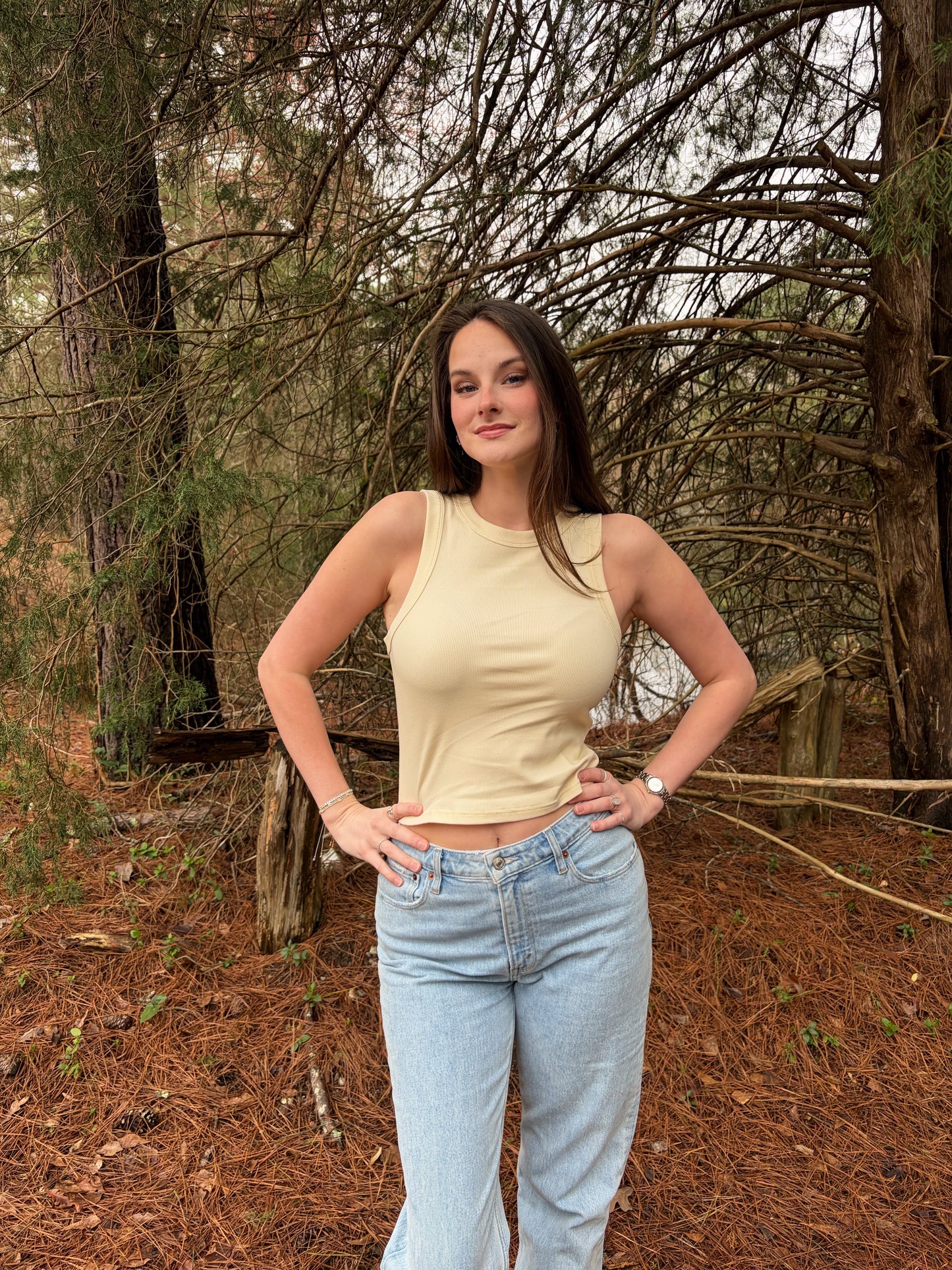 Everyday Ribbed Tank - Light Yellow/Cream