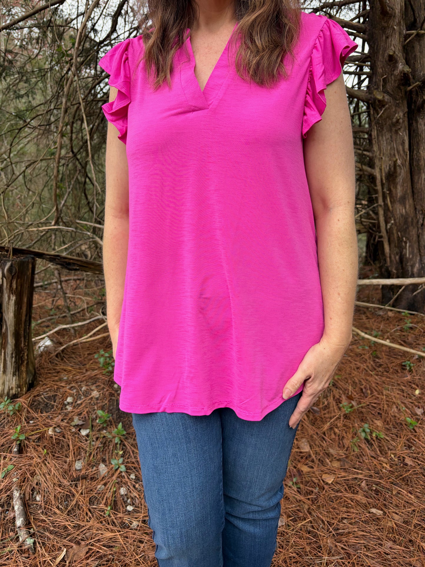 1 MEDIUM LEFT | Lizzy Flutter Top - Pink