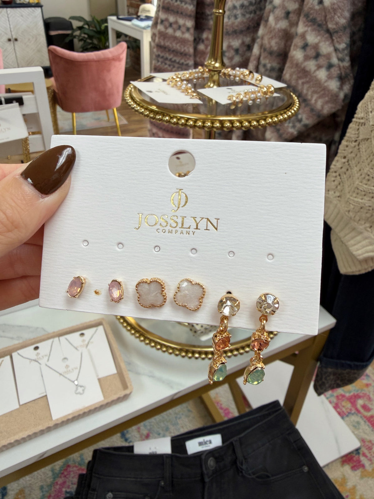 Mixed Gem Earring Set