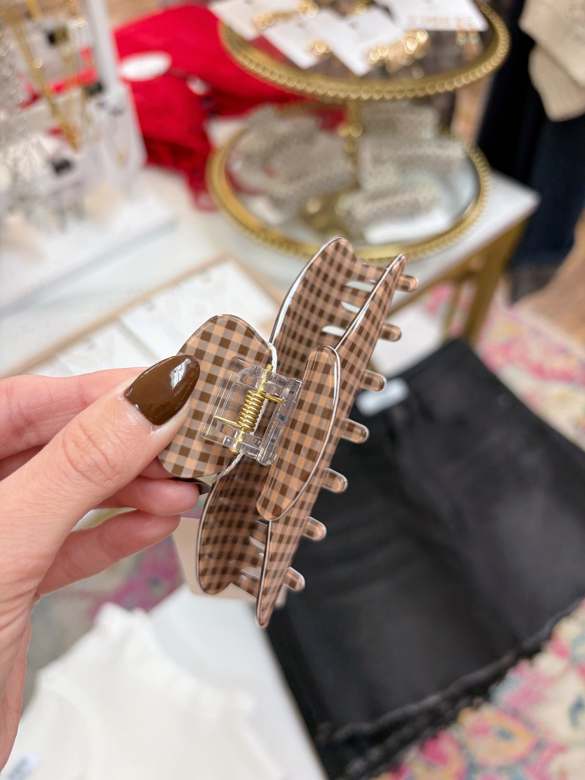 Brown Plaid Claw Clip