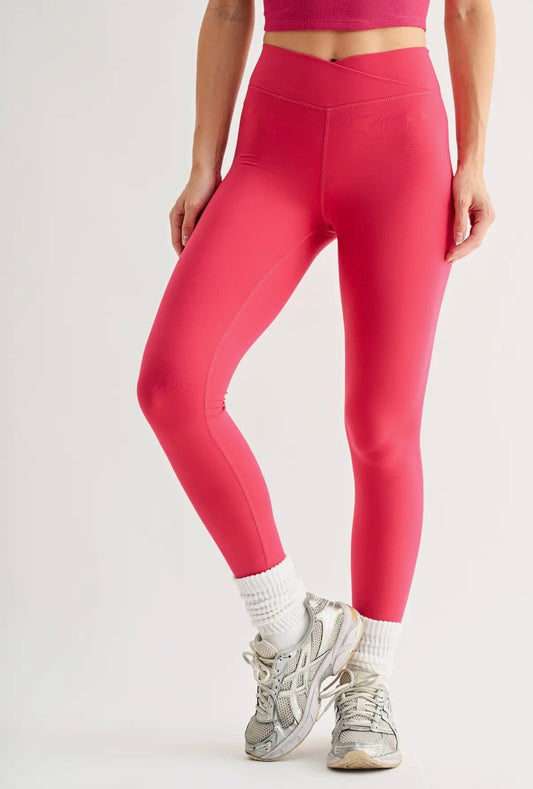 Plum Pink Crossover Waist Leggings